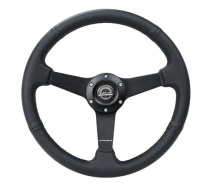 NRG Sportratt Läder med Svart Centrum 350mm (Flat)